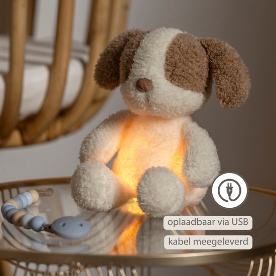 Nattou TEDDY Baby Nachtlampje Hond - 19 cm - Zachte baby knuffel - Baby cadeau - Beige van Nattou — afbeelding 4