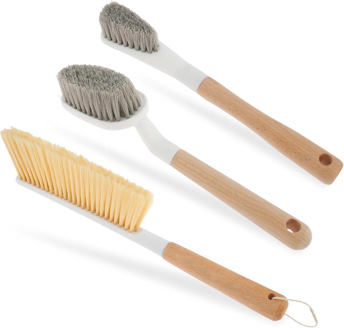 Houten multifunctionele borstelset - Badkamer, schoenen en bedreiniger