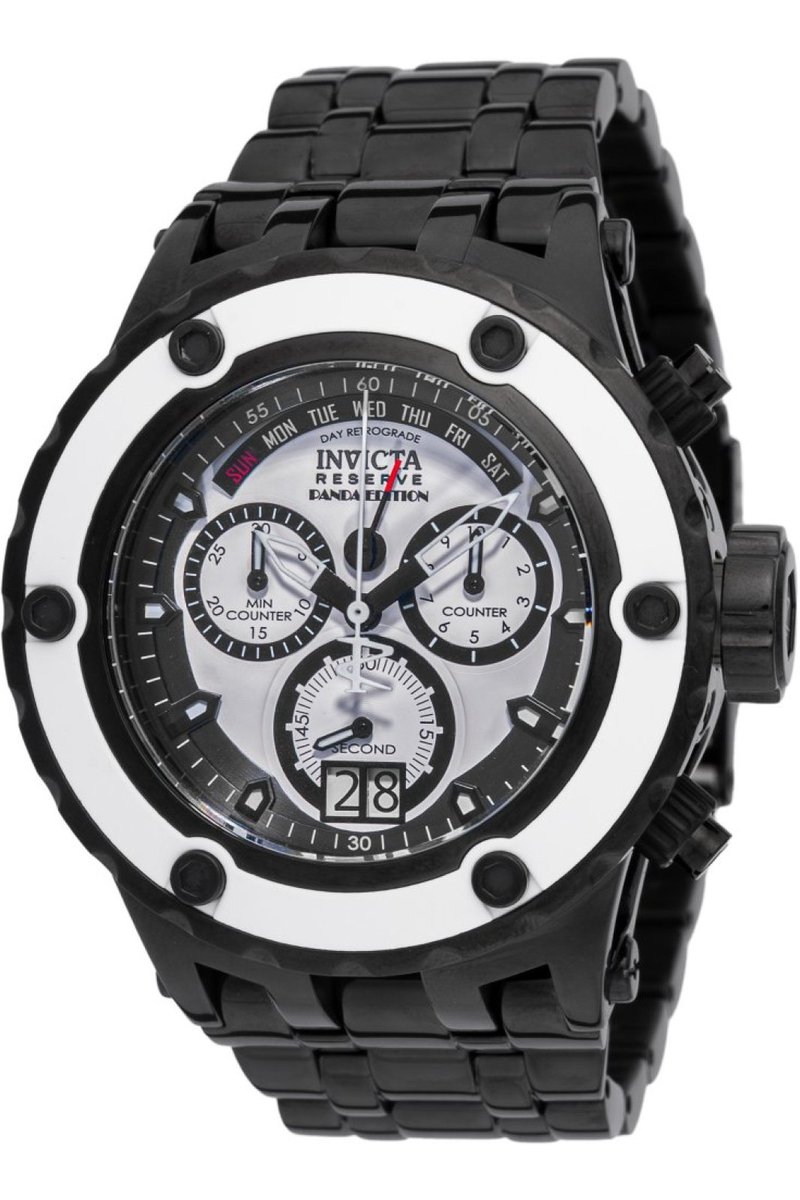 Invicta Reserve - PANDA 48609 Heren Horloge - Waterdicht - Analoog - Quartz Uurwerk - Roestvrij Staal met witte Wijzerplaat - 52mm