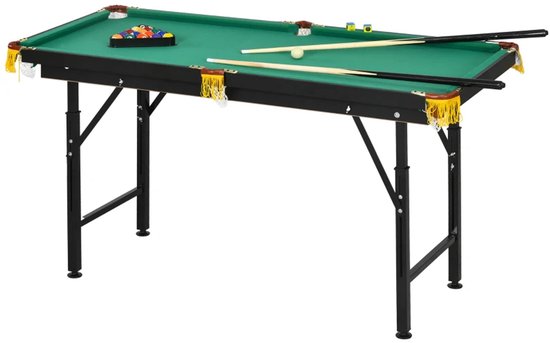 Opvouwbare Biljarttafel - Draagbare Pooltafel - in Hoogte Verstelbare - Inclusief 16 Ballen, Triangel, 2 Keuen - Poolbiljart met Accessoires - Tafelspel - Mini Pool Tafel - voor Th