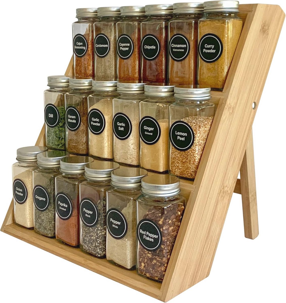Kruidenrek en Organizer van Bamboe - Duurzaam en Ergonomisch 3-tier Design voor Keuken