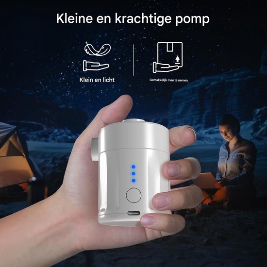 Ynkkvre - Luchtpomp-Luchtcompressor - Elektrische luchtpomp - Zwembadpomp-Draagbaar- 2-in-1-5200 mAh - 450 l/min-Oplaadbare accu - Met 4 spuitmonden en opbergtas - Snelpomp voor boot/luchtbed - Wit van Ynkkvre — afbeelding 3