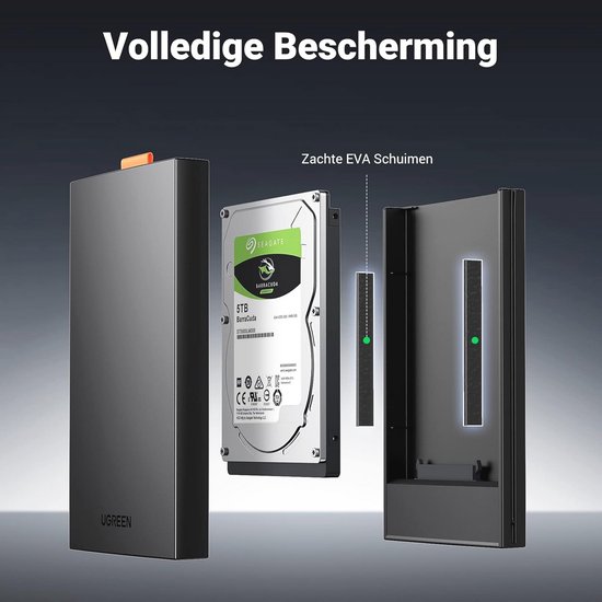 UGREEN USB 3.1 Harde Schijfbehuizing Voor 2,5 Inch SSD/HDD – 6 Gbps, UASP, Gereedschaploos