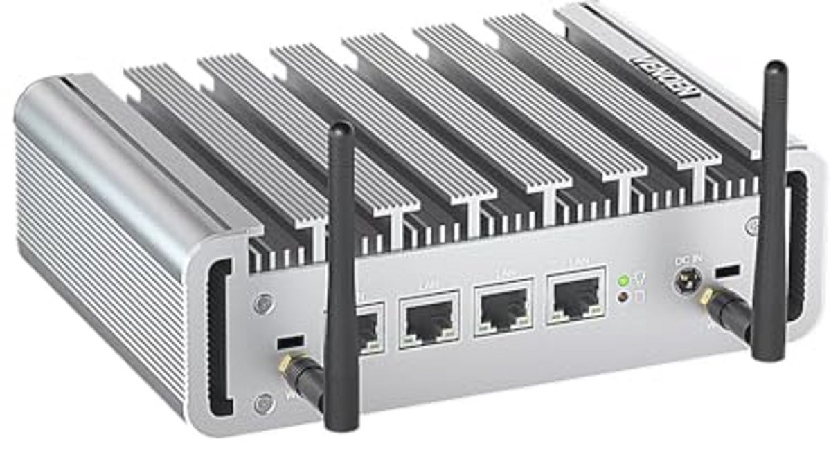Fanless Mini PC met 4x 2.5Gbe LAN poorten, 8GB RAM en 256GB SSD - Krachtige Netwerk Appliance