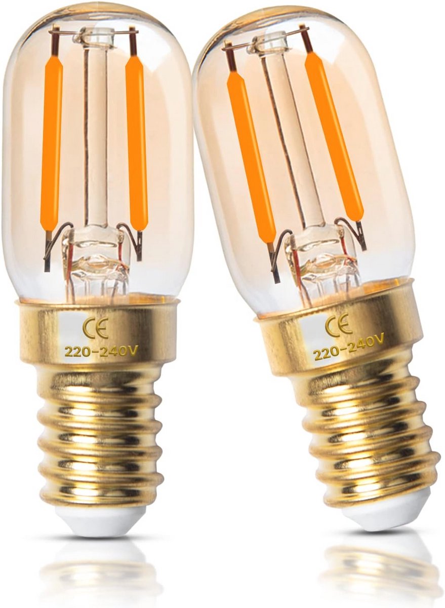 Dimbare 2W E14 LED Lampen - Ultra Warm Wit 2200K Vintage Amber Glas - 2-Pack