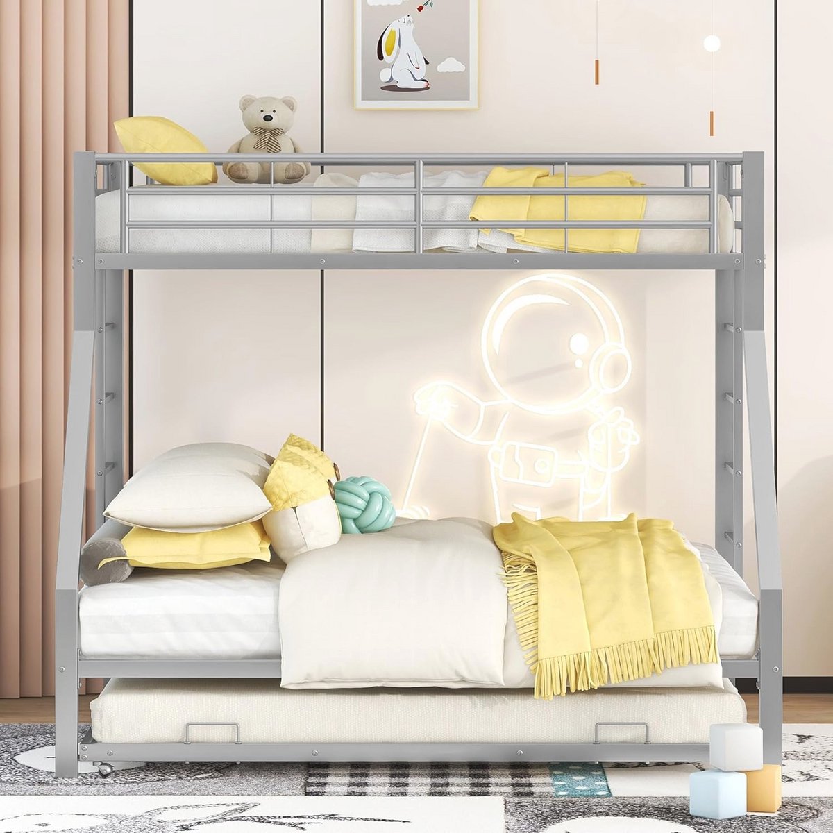 Stapelbed Met Uitbreidbaar Bed en Ladders, Ideaal Voor Kinderen en Volwassenen, Ruimtebesparend Ontwerp, Eenvoudig Te Monteren, 90 (140) x 200 cm