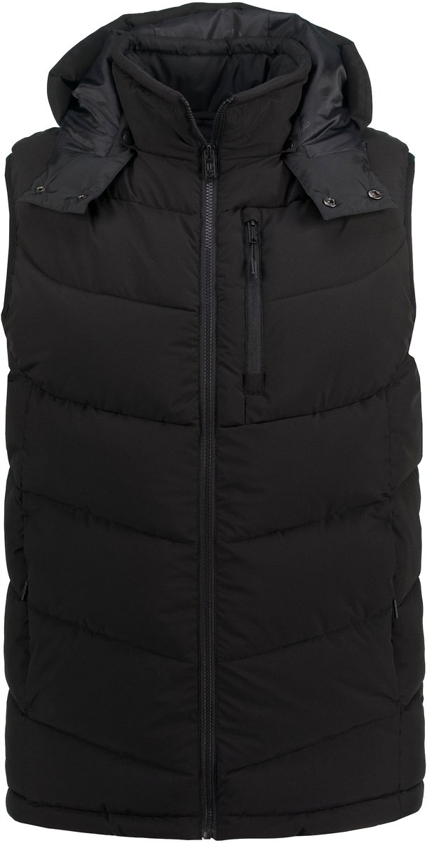 JP 1880 - Heren - Doorgestikte bodywarmer DownTouch-vulling capuchon - Zwart - Maat 5XL