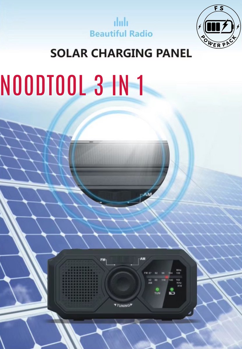 Noodpakket! Multifunctionele Powerbank Radio LED- zaklamp - afbeelding 3