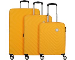 American Tourister Summer Square 4 wielen Kofferset 3-delig met uitbreidingsplooi - Harde bagage - TSA slot - sunshine yellow