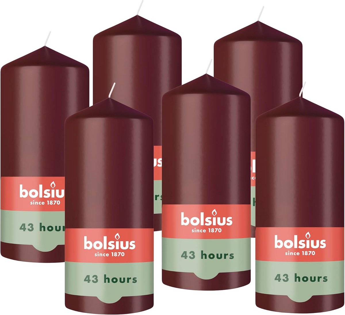 Smooth Pillar Candle 13 cm - Burgundy Rode Kaars van Plantaardige Wax zonder Palmolie - Lange Brandtijd tot 43 Uur - Perfect voor Interieurdecoratie