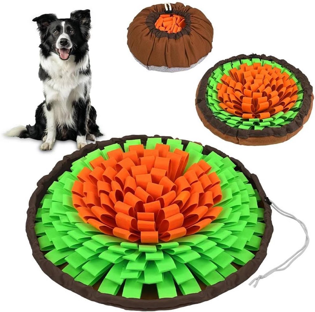 Snuffelmat voor honden - voedermat voor natuurlijke foerageervaardigheden en langzaam eten - stressverlichting - wasbare interactieve speelgoedmat voor grote honden en puppy's - 48 cm