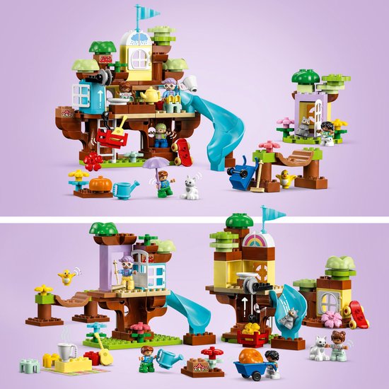 LEGO DUPLO 3in1 Boomhut speelset toont drie verschillende bouwmogelijkheden.