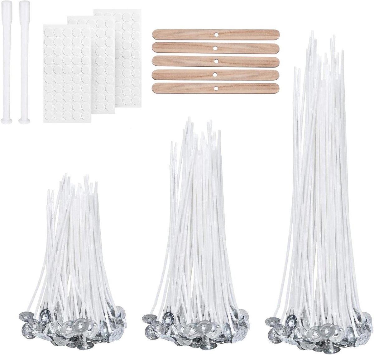 Ronte - Natuurlijke katoenen lonten voor kaarsen (100 stuks, 10 cm/15 cm/20 cm)