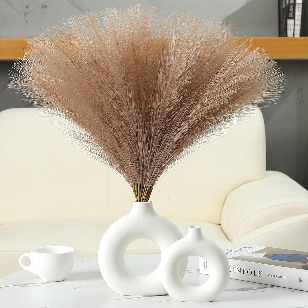 Pampagrashalmen 47 cm 30 stuks - Lichtgetinte Kunstplant voor Boho Decoratie