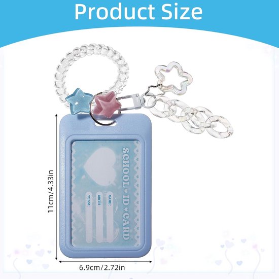SUPERFINDINGS 2 Stks Acryl Fotokaart Houder 4.1x2.6 inch Fotokaart Houder Clear ID Badge Houders met Kant Boog Leuke Kaarthouder Hanger met Legering Draaibare Sluitingen voor Kaarten