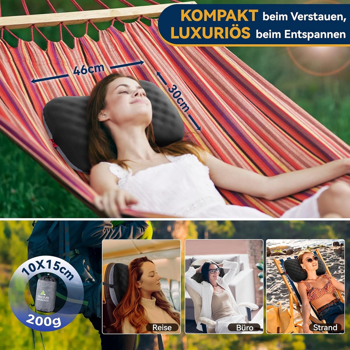 Opblaasbaar Kampeerkussen met Hoofdkussen - Compact en Comfortabel Reiskussen