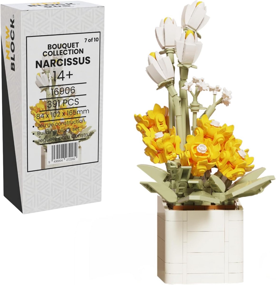 Bouwstenen Boeket Narcis - Creatieve Bloem om Zelf te Bouwen - Decoratief Bloemenmodel voo