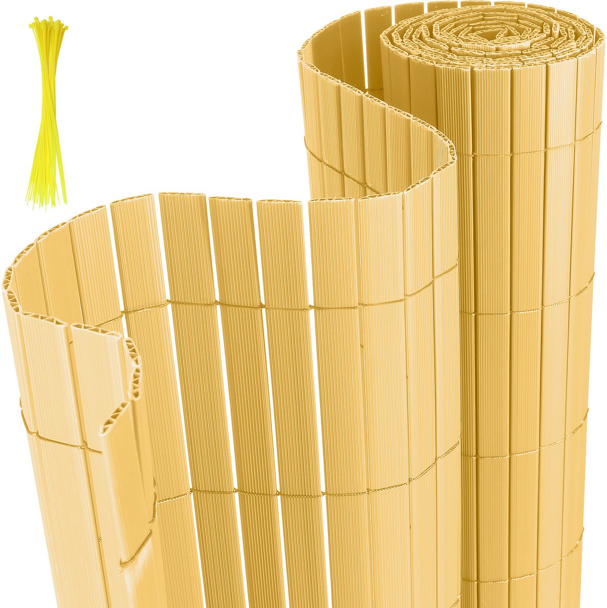 0.8x4m PVC Privacyscherm Mat – W-Vorm Tuinafscheiding & Balkonscherm – Wind- en Weerbestendig, UV-Bestendig – voor Tuin & Terras– Bamboe