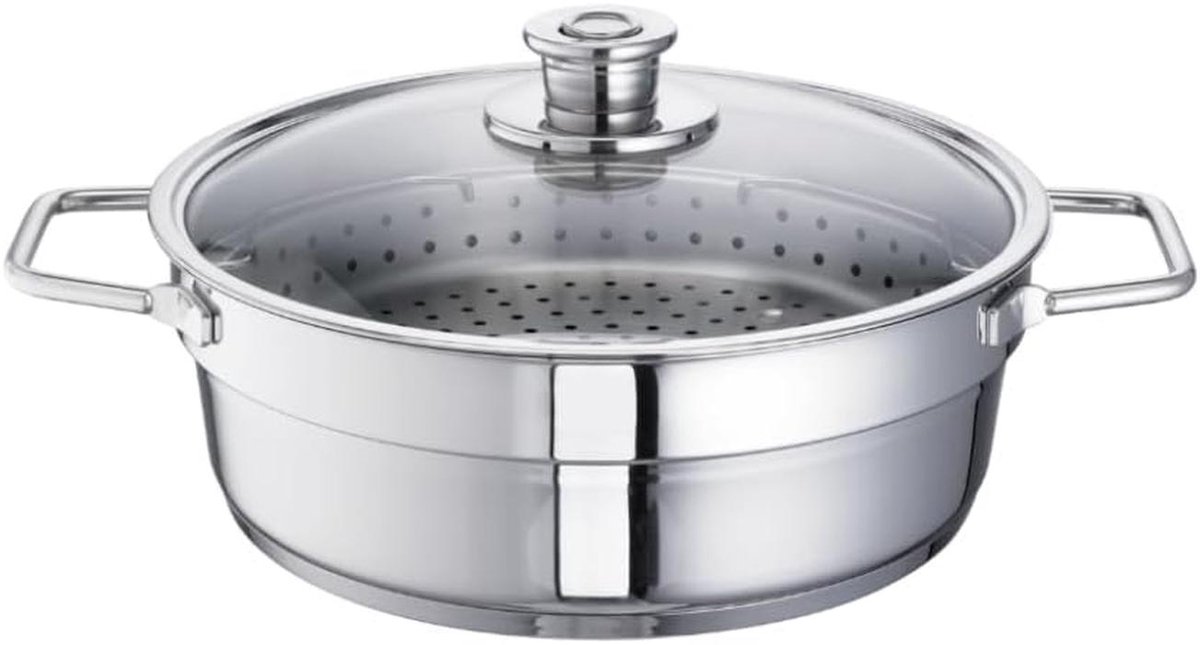 RVS Aromatische Steelpan met Deksel 30 cm 6 5 Liter Geschikt voor Inductie