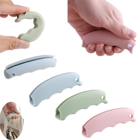 6 stuks - Handvat voor boodschappentas - Draagbare tasdrager - Handvat in T-shirtstijl - Hulpmiddel dat tijd bespaart - Gemaakt van siliconen - Voor het dragen van plastic boodschappentassen - Blauw, roze, groen