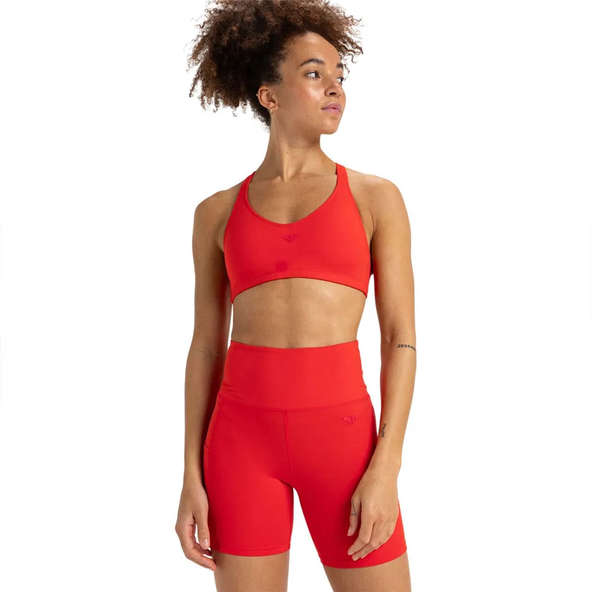 Roxy Heart Into It Biker Korte Leggings L Vrouw Rood