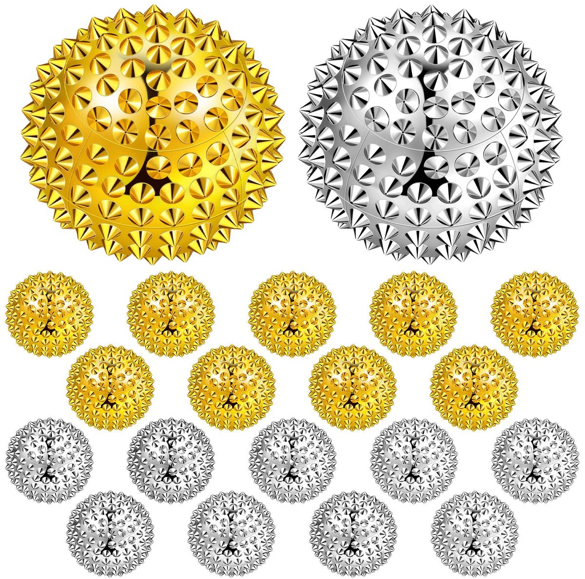 IMPERATORIS® Massage Ball - Trigger Point Ball - Spiky Ball for Foot Massage and Back - Physiotherapy and Recovery - 3.2 cm - 20 Stuks - Zilver/Goud