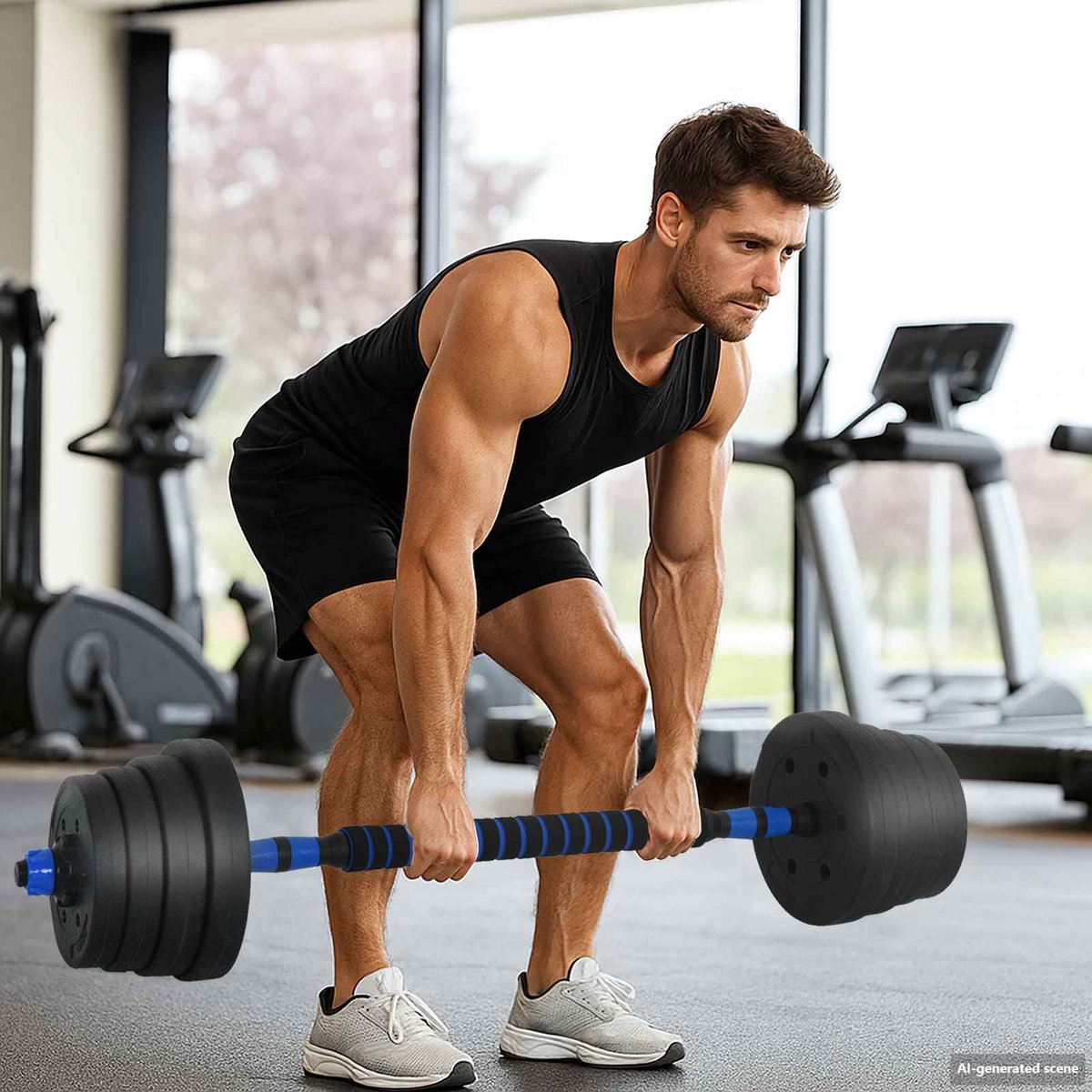 vidaXL - 2-in-1 - Dumbbell - Barbell - Set - 30 - kg - Zwart - en - Blauw – foto 7