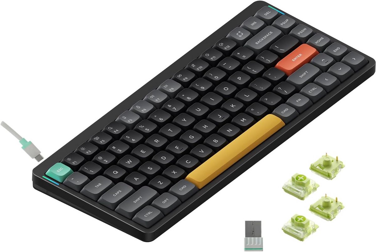 Draadloos 75% Low Profile Mechanisch Toetsenbord QMK/VIA - 2.4GHz & Bluetooth - Compatibel met Windows & Mac