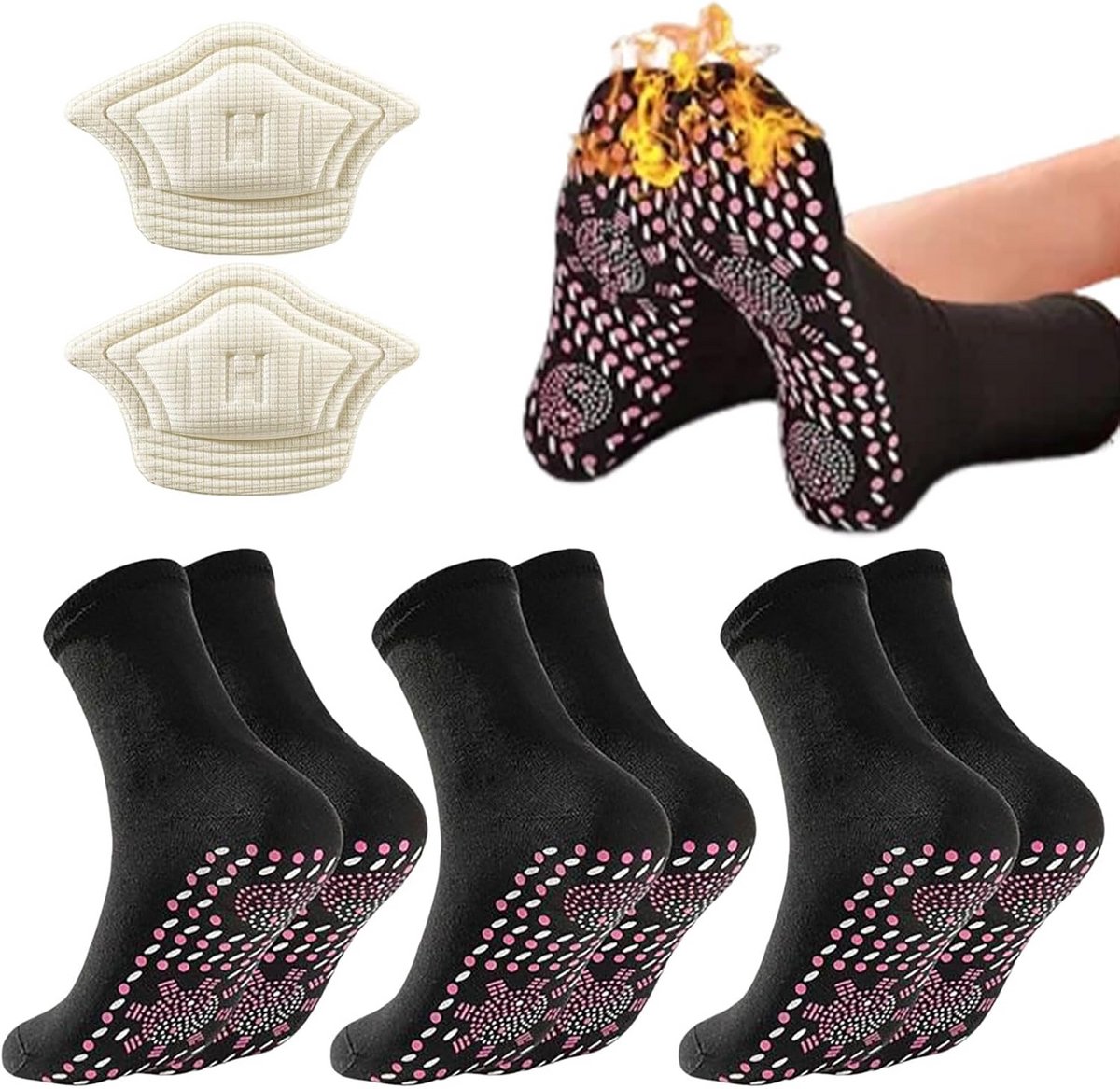 3 paar Thermische Sokken met Magneetjes - Zelfverwarmend voor Winter, Sport en Wandelen (Unisex)