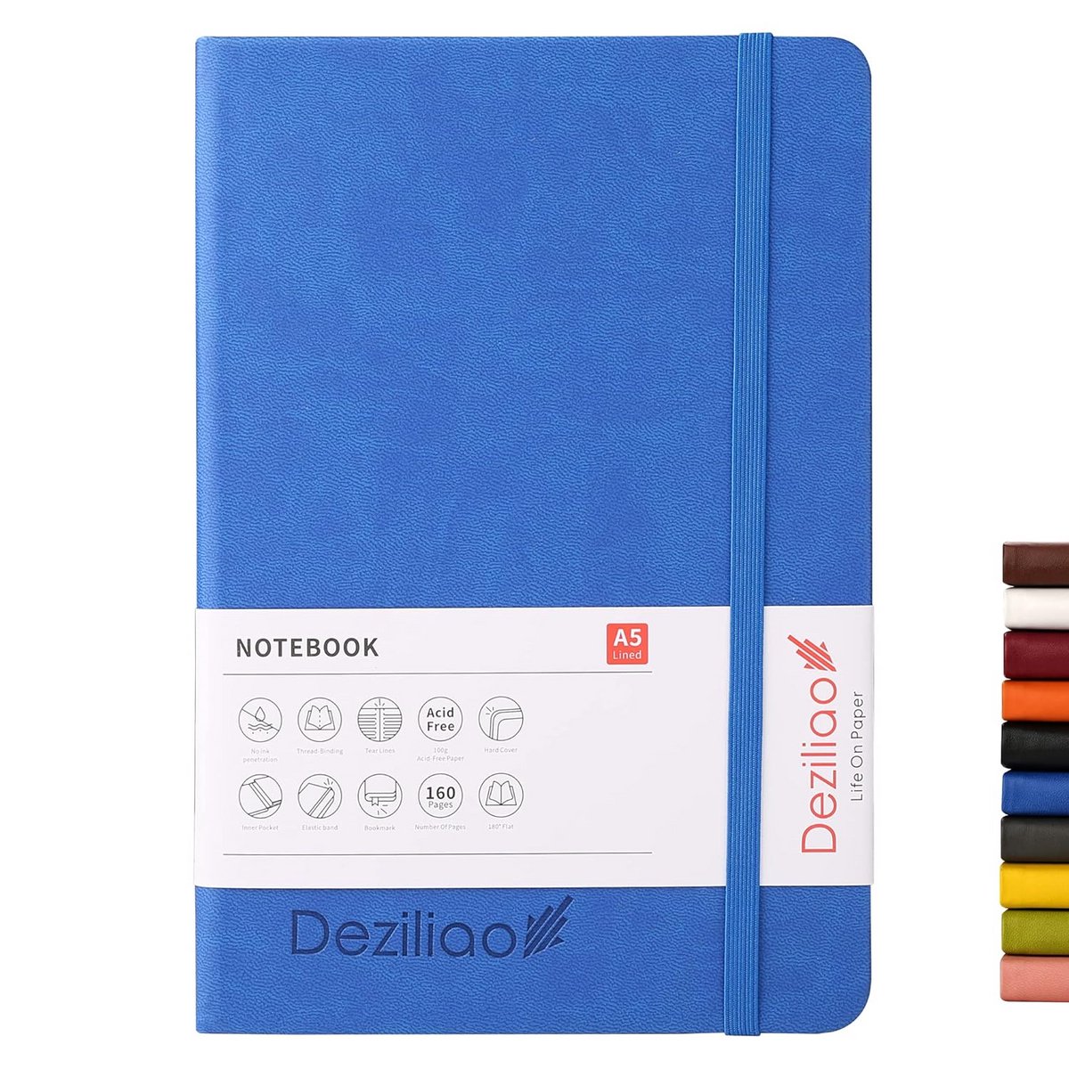 Hardcover Notitieboek A5 met Kaft - 160 Gevoerde Pagina's - 100 Gsm Dik Premium Papier