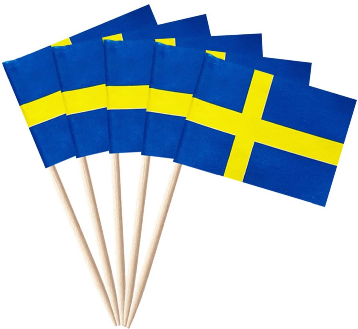 100 Stuks Zweedse Vlaggen Mini Tandenstokers voor Feestdecoratie