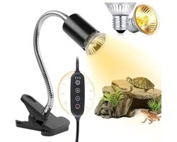 UVA UVB Reptielenlamp 2-pack 75W met Cyclustimer en Verstelbare Helderheid voor Reptielen en Amfibieën