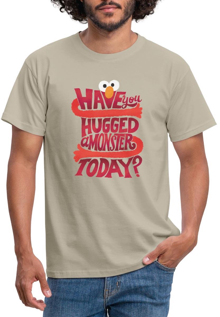 Sesamstraat Elmo Citaat Hugged A Monster T-Shirt Heren