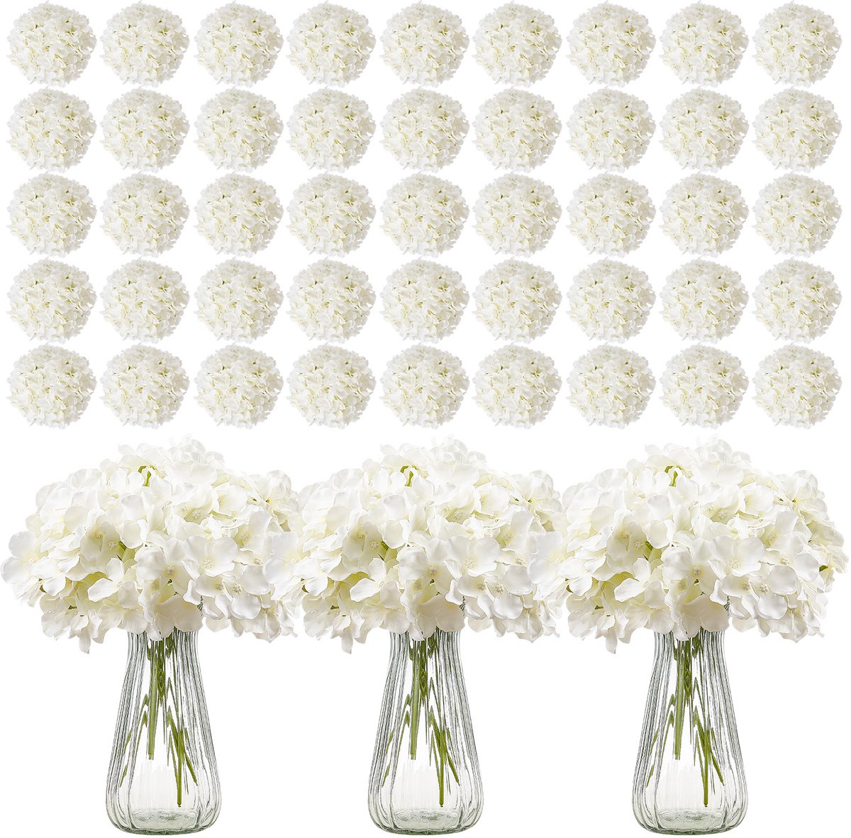 Vevor 305x Kunsthortensia's van Zijde 25 Cm Kunstbloemen Boeket Wit