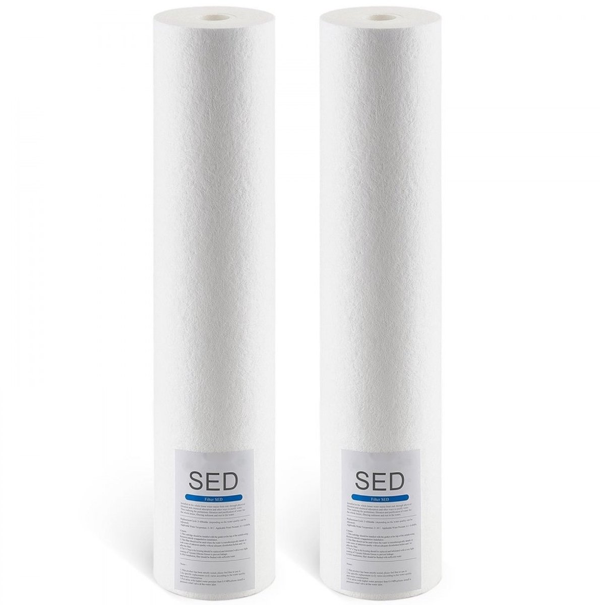 Waterfilter patroon 2-pack - Sedimentfilter PP - Afmeting 115 x 507 mm - Hele huis - Voor 3-traps waterfiltersysteem - Vervangende cartridge - Vermindert chloor, smaak en geur
