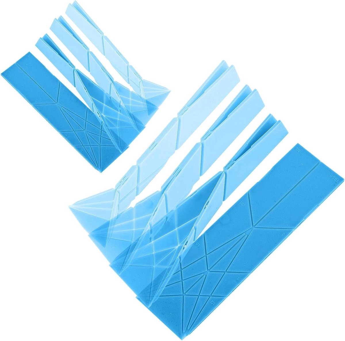 EGoods - Polygons Vouwmaatlepels Set met Magnetische Platte Maatlepels voor Koken en Bakken - 6 Maten - Multifunctioneel Keukengadget - Blauw