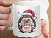 Mok kerst egel, cadeaus humor, grappige kerstmok, cadeau idee, egel mok, feestdagen mok, kerstcadeau, grappige mok