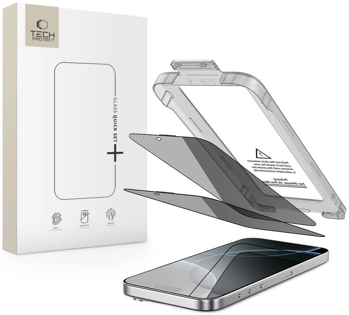 Tech-Protect Privatiserend Glas Snelle Instelling Spy+ Voor Iphone 16 Pro Max