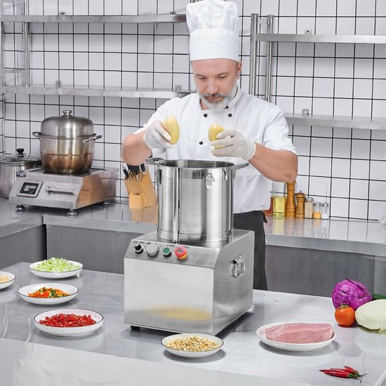Keukenmachine Groentehakker - Voedselverwerker 15 L - RVS Voedselveilig - Met 2 Extra S-vormige Messen - Multifunctioneel - Voor Groenten, Fruit en Granen - Zilver van Merkloos — afbeelding 5