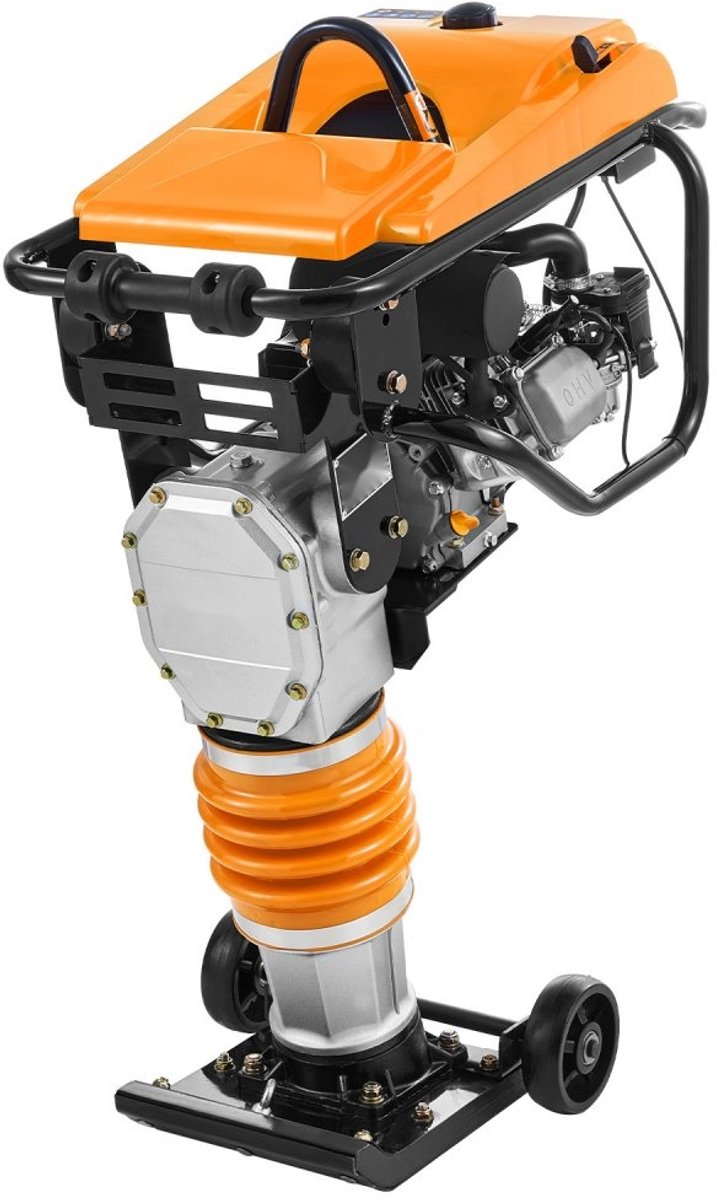 Trilstamper - Benzine Sleuvenstamper 196 cc 6,5 pk - Slagkracht 1633 kg - Max. verdichtingsdiepte 66 cm - Voor grond, grind, funderingen en betonplaten