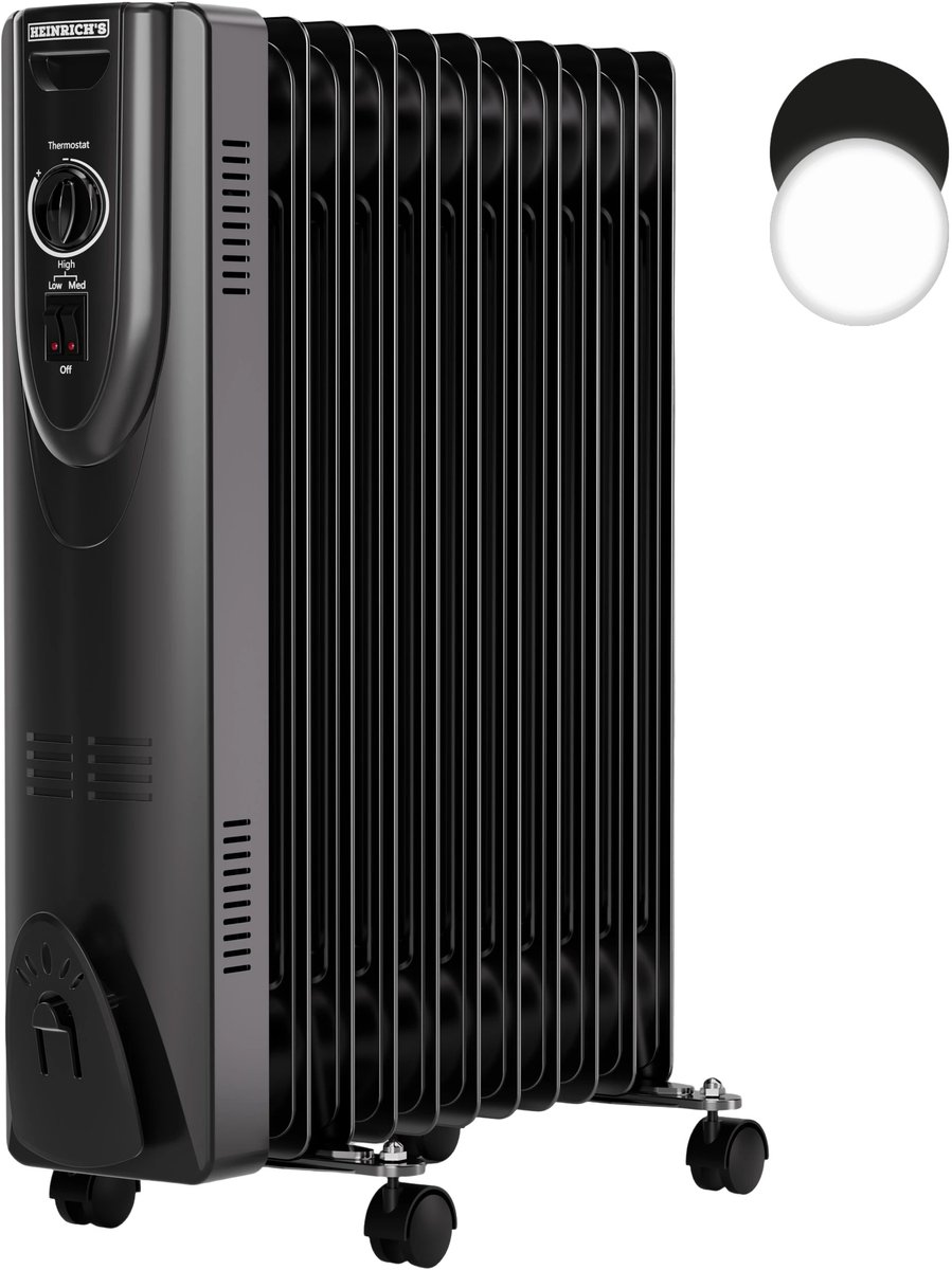 Heinrich’s HOR 8701 olieradiator - 11 ribben - 2500 W - met handdoekenhouder - zwart