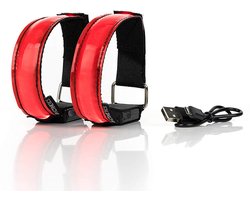 Hardlooparmband - Oplaadbare LED reflecterende polsband - 3 standen - Reflecterend hardlooplicht - Geschikt voor hardlopen - Fietsen - Reflecterende LED-polsband - Veiligheidslicht - Hardlooplicht - USB-oplaadfunctie - Fitnessarmband - 2-pack