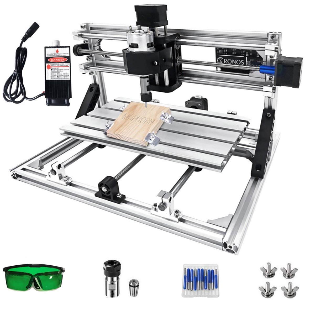 CNC Graveer- en Freesmachine - 3018 - 3-assig - GRBL Besturing - 500 mW Laser - DIY Bouwpakket - Voor Hout, PVB, PCB