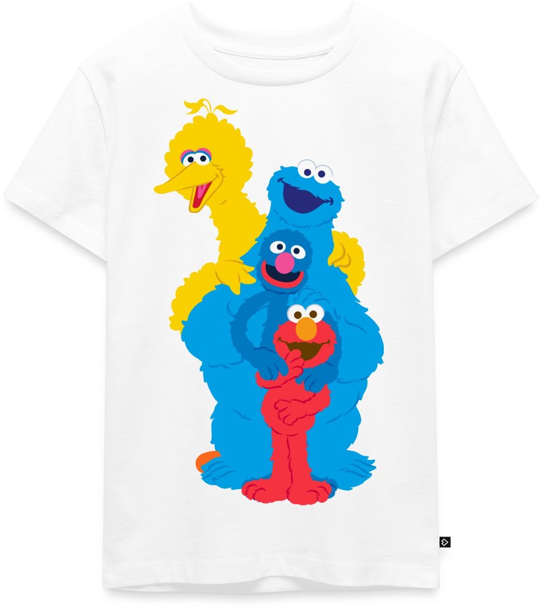Sesamstraat Elmo Grobi Koekiemonster En Bibo Premium T Shirt Kinderen