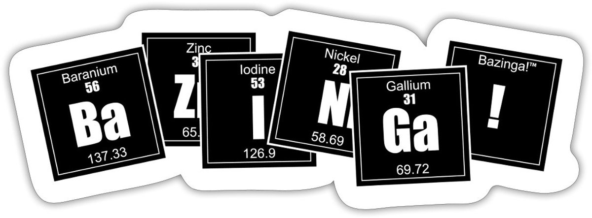 The Big Bang Theory Bazinga Chemische Elementen Sticker maat S (10 x 10 cm)