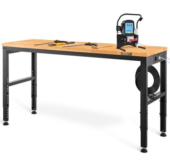 COSTWAY Inklapbare Werktafel – 7-traps Hoogteverstelling, Kantelbaar (0-80°) En Uitschuifbaar Blad – Draagkracht 100 Kg – Ideaal Voor Werkplaats & Garage