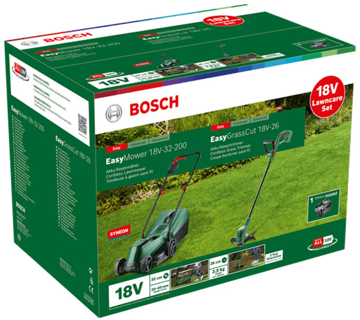 Bosch Tuinapparatuur - 18V ACCU-grasmaaier en grastrimmer set, 1x 4.0 Ah Li-Ion accu, lader 06008B9D02 – foto 2