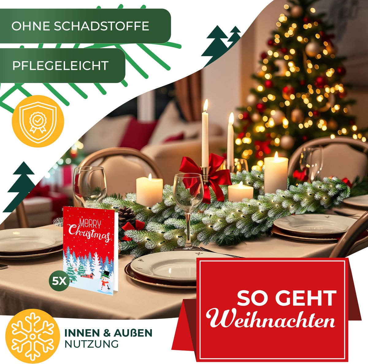 KESSER® Guirlande met verlichting - Kerstguirlande LED Kerstslinger Kerstversiering Kerstdecoratie – foto 4