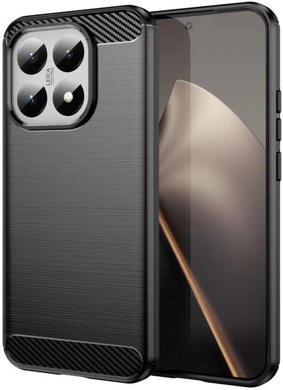 Coque en TPU brossé compatible avec le Xiaomi 15T | Housse de protection | Couverture verso | TPU flexible | Carbone élégant | Fin | Noir