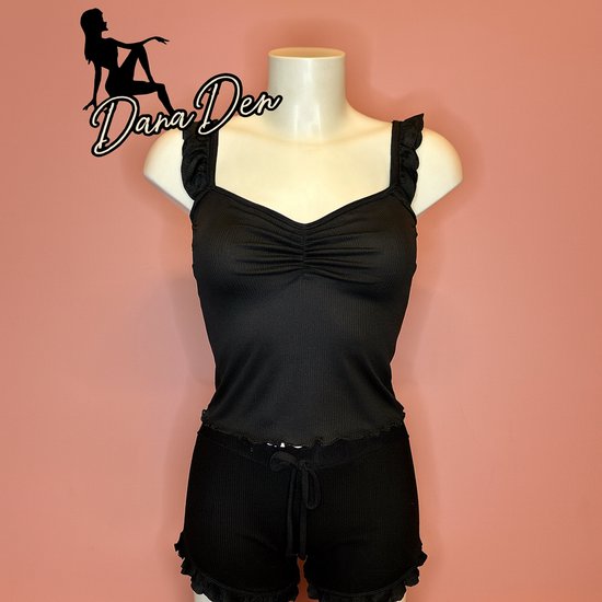 Dames Pyjama Loungewear Set - Black